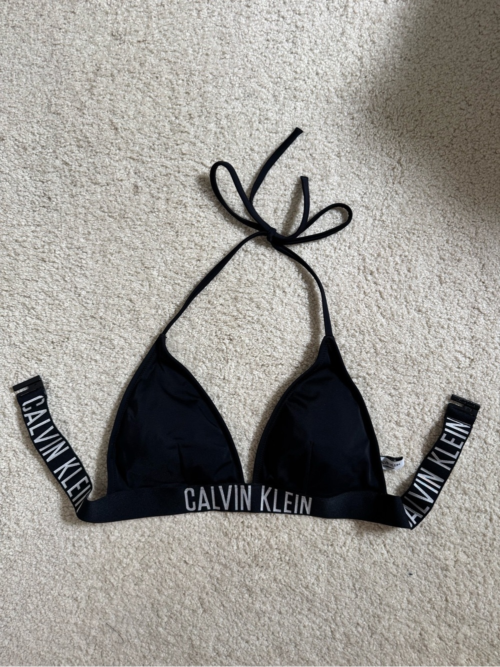 Calvin Klein Black Logo Triangle Bikini Top